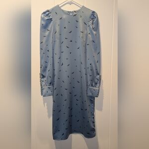 H&M Light Blue Long Sleeve Dress with Bird Design - US4